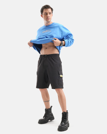 Regular Fit Ribstop Shorts in Black