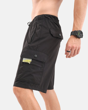 Regular Fit Ribstop Shorts in Black