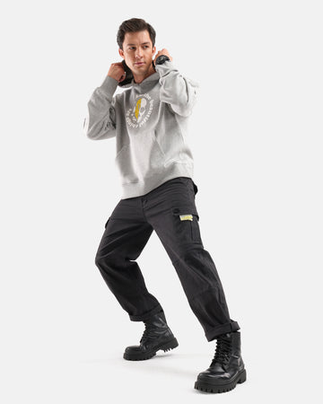 Washed Straight Fit Cargos in Black
