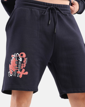 Three Pocket Fleece Shorts in Navy