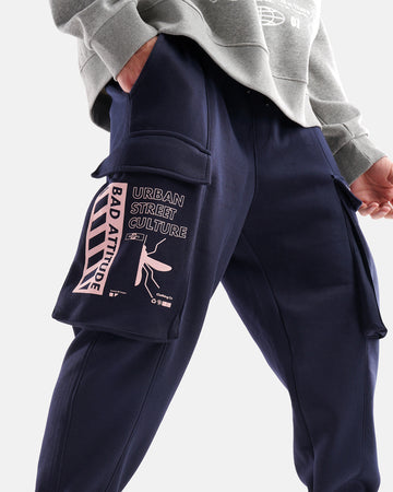 Bad Attitude Fleece Jogger in Navy