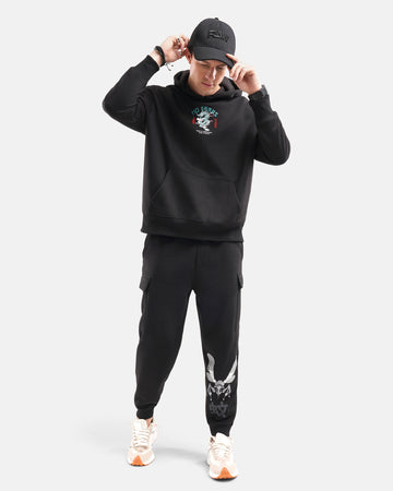 Steam Punk Fleece Jogger in Black