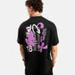 Graffiti Print Drop Shoulder Terry T-Shirt in Black