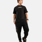 Graffiti Print Drop Shoulder Terry T-Shirt in Black