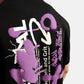 Graffiti Print Drop Shoulder Terry T-Shirt in Black