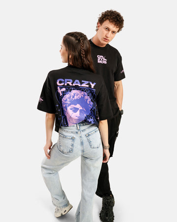 David Drop Shoulder Terry T-Shirt in Black
