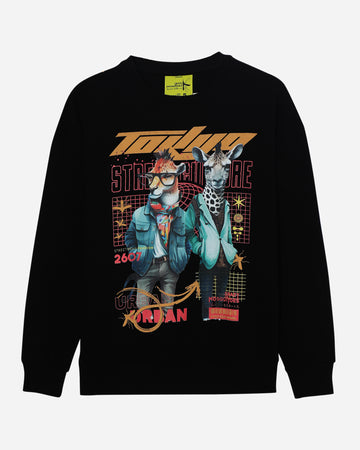 Tokyo Graphic Regular Fleece Sweatshirt in Black