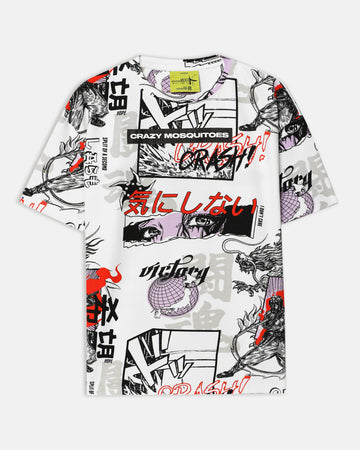 Mosquito Embroidered Terry Free Size Tee in White