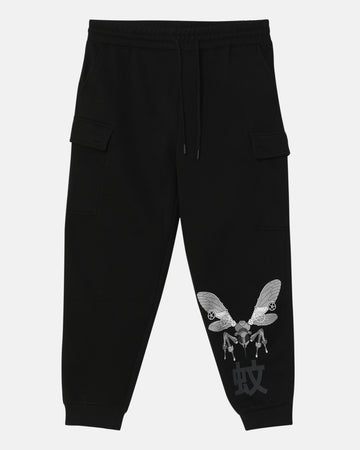 Steam Punk Fleece Jogger in Black