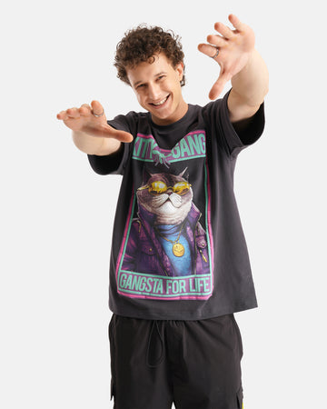 Kitty Gang Oversized Terry T-Shirt in Grey
