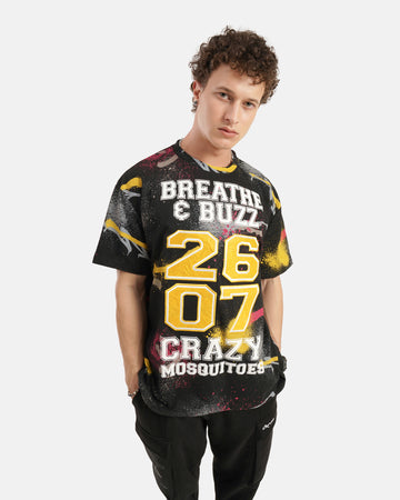 X Graphic Terry Free Size Tee in Black