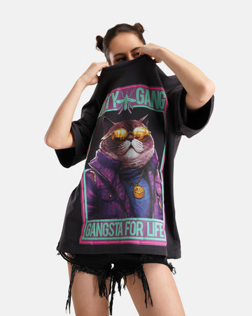 Kitty Gang Terry Oversized T-Shirt in Grey - Womens