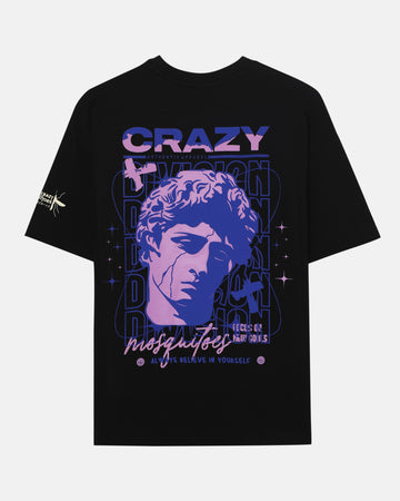 David Drop Shoulder Terry T-Shirt in Black