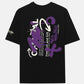 Graffiti Print Drop Shoulder Terry T-Shirt in Black