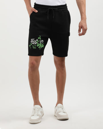 Three Pocket Fleece Shorts in Black