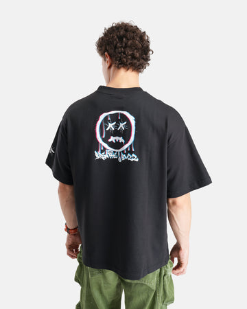 Psy Bear Oversized Terry T-Shirt in Black