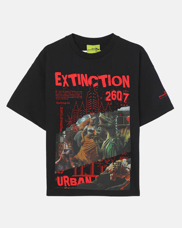 Extinction Drop Shoulder Terry T-Shirt in Black - Womens