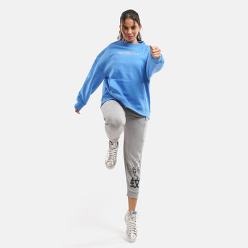 Bear Swag Oversized Fleece Sweatshirt in Cobalt Blue - Crazy Mosquitoes