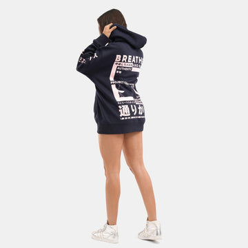 Breathe and Buzz Regular Fleece Hoodie in Navy - Crazy Mosquitoes