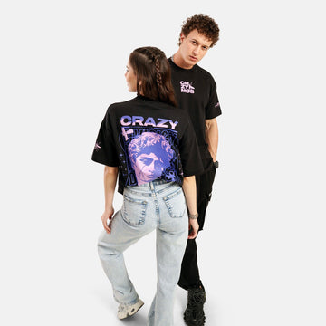 David Drop Shoulder Terry T-Shirt in Black - Crazy Mosquitoes