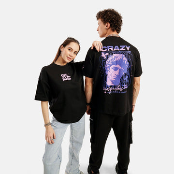David Drop Shoulder Terry T-Shirt in Black - Womens - Crazy Mosquitoes