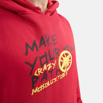 David Oversized Fleece Hoodie in Red - Crazy Mosquitoes
