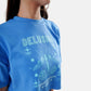 Delusion Oversized Interlock Crop Top in Blue - Crazy Mosquitoes