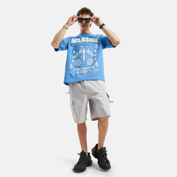 Delusion Oversized Terry T-Shirt in Blue - Crazy Mosquitoes