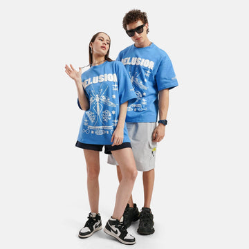 Delusion Oversized Terry T-Shirt in Blue - Womens - Crazy Mosquitoes