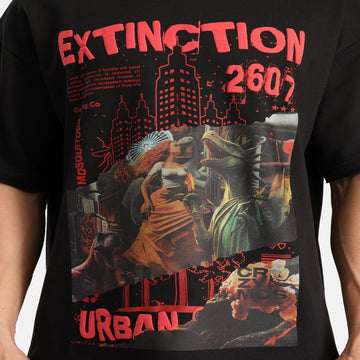 Extinction Drop Shoulder Terry T-Shirt in Black - Crazy Mosquitoes