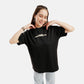 Graffiti Print Drop Shoulder Terry T-Shirt in Black - Womens - Crazy Mosquitoes