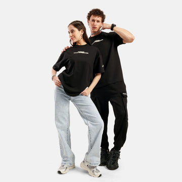 Graffiti Print Drop Shoulder Terry T-Shirt in Black - Womens - Crazy Mosquitoes