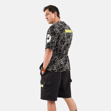 Grumpy Face Embroidered Terry Free Size Tee in Black - Crazy Mosquitoes
