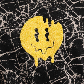 Grumpy Face Embroidered Terry Free Size Tee in Black - Crazy Mosquitoes