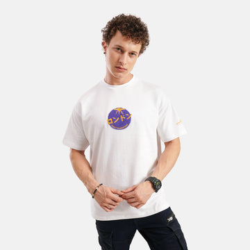 London Drop Shoulder Terry T-Shirt in White - Crazy Mosquitoes