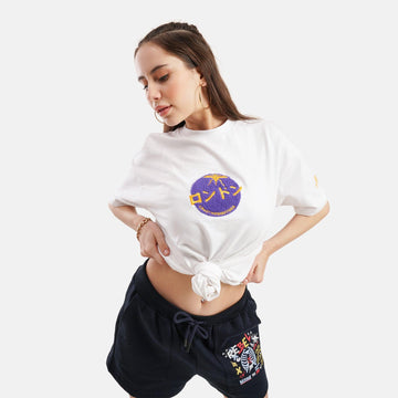 London Drop Shoulder Terry T-Shirt in White - womens - Crazy Mosquitoes