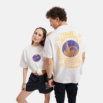 London Drop Shoulder Terry T-Shirt in White - womens - Crazy Mosquitoes