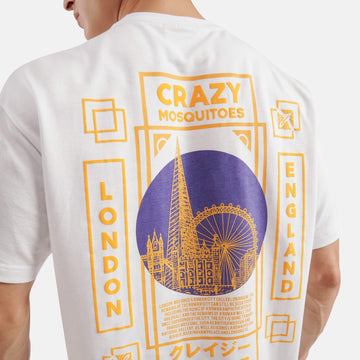 London Drop Shoulder Terry T-Shirt in White - womens - Crazy Mosquitoes
