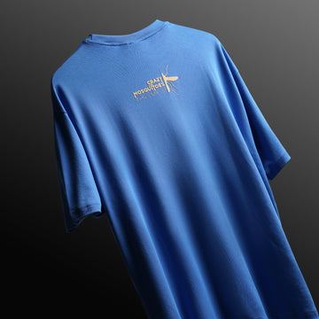 Mos Stamp Drop Shoulder Interlock T-Shirt in Blue - Crazy Mosquitoes