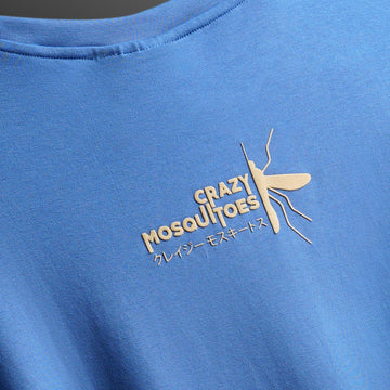 Mos Stamp Drop Shoulder Interlock T-Shirt in Blue - Crazy Mosquitoes