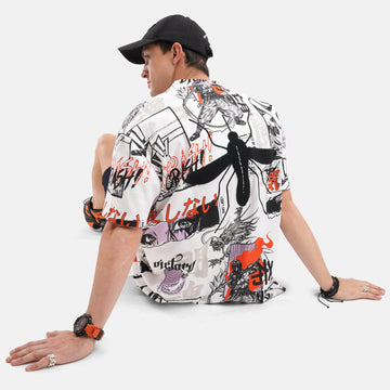 Mosquito Embroidered Terry Free Size Tee in White - Crazy Mosquitoes