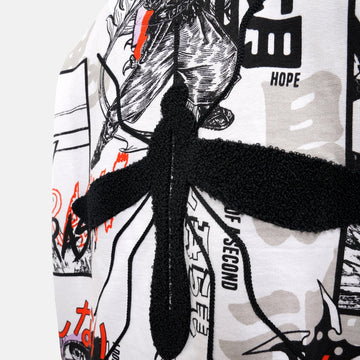 Mosquito Embroidered Terry Free Size Tee in White - Crazy Mosquitoes