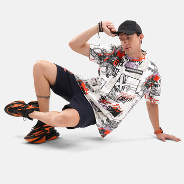 Mosquito Embroidered Terry Free Size Tee in White - Crazy Mosquitoes