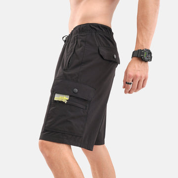 Regular Fit Ribstop Shorts in Black - Crazy Mosquitoes