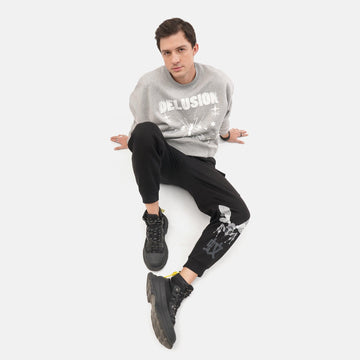 Steam Punk Fleece Jogger in Black - Crazy Mosquitoes