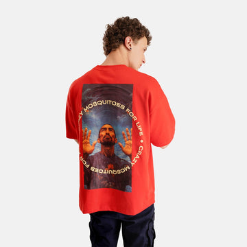 Surfer Oversized Terry T-Shirt in Red - Crazy Mosquitoes