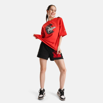 Surfer Oversized Terry T-Shirt in Red - Womens - Crazy Mosquitoes