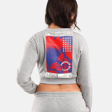 Unrestricted Cropped Fleece Sweat in Grey Melange - Crazy Mosquitoes