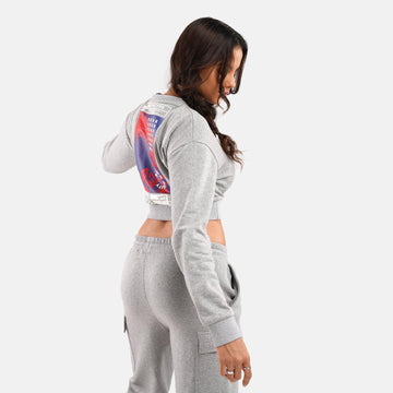 Unrestricted Cropped Fleece Sweat in Grey Melange - Crazy Mosquitoes