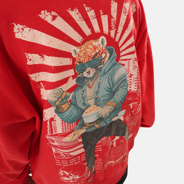 Urban Cheetah Oversized Fleece Sweatshirt in Red - Womens - Crazy Mosquitoes
